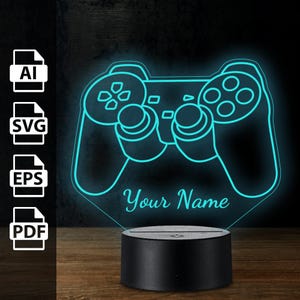 Konsole PS Gamepad Gaming-Spiel personalisierte 3D-Lampe Acryl-LED-Licht | Laserschnittdateien ai, eps, pdf, svg