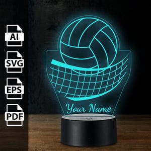 Beachvolleyballball Sport personalisierte 3D-Lampe Acryl-LED-Licht | Laserschnittdateien ai, eps, pdf, svg