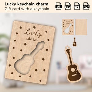 Porte-clés porte-clés guitare | cadeau pour un anniversaire, une maman, un papa, un ami | Forge luminescente découpée au laser | IA, EPS, PDF, SVG