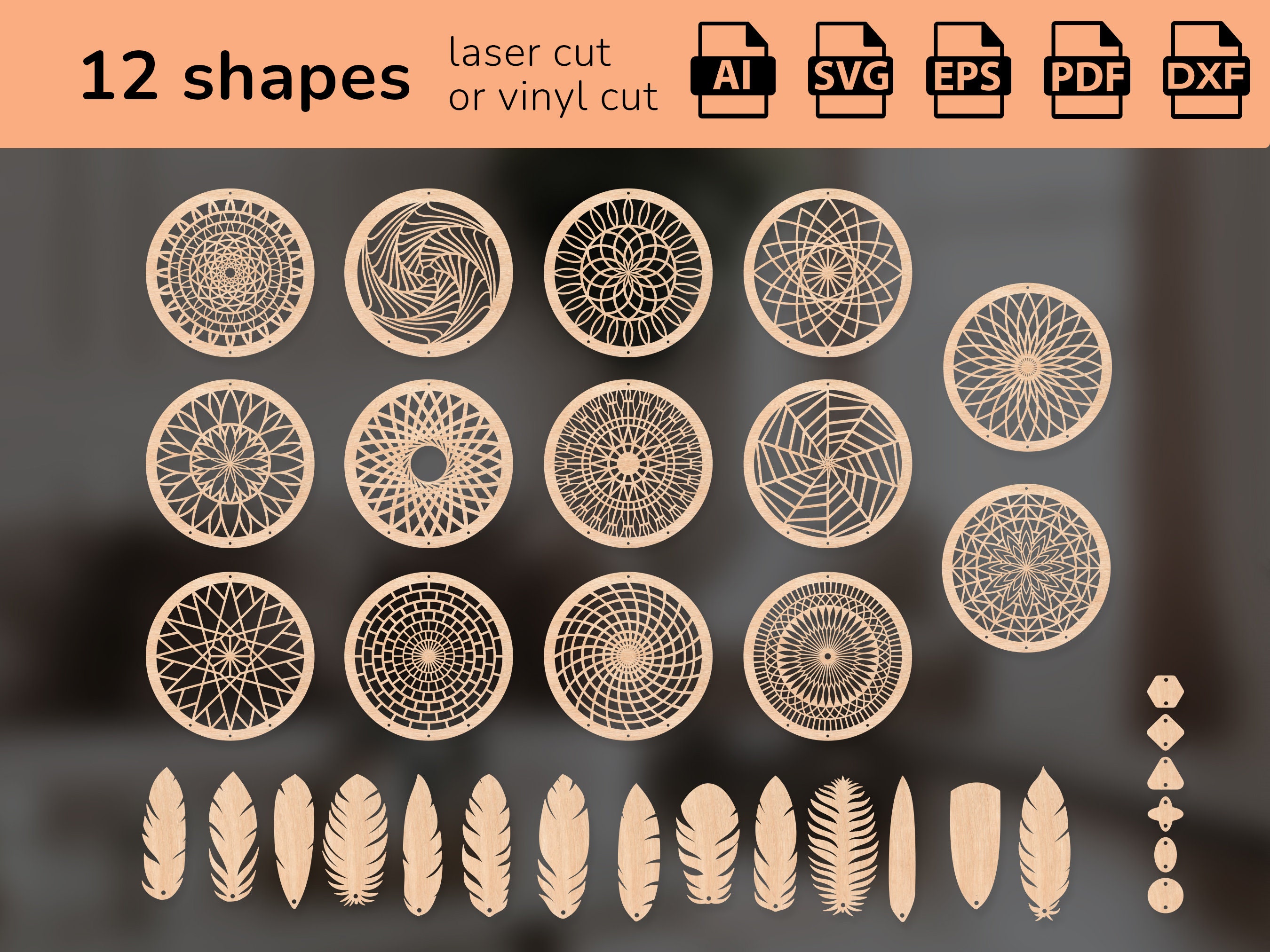 Dreamcatcher svg cutting files for laser or ploter | unique home decor | ai eps svg pdf dxf