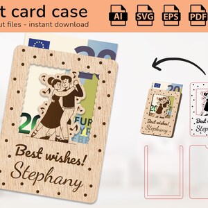 Gepersonaliseerde dans-dansdoosje cadeaukaarthouder geld | naambord | lasergesneden ontwerp | AI, eps, pdf, dxf, svg