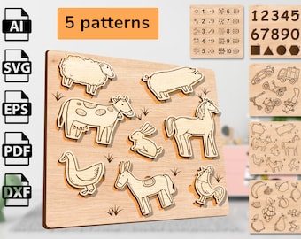 レーザーカットパズルファイルと形状分類パズルSVGファイル子供用ソーター玩具幼児向け知育玩具簡単に学習できるテーブル