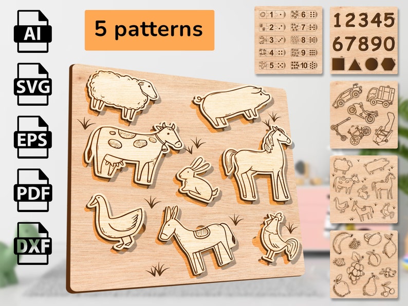 Laser Cut Puzzle Files & Shape Sorting Puzzle SVG Files Sorter Toy for ...
