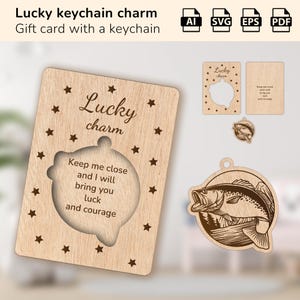 Gelukssleutelhanger vissen vissen | cadeau voor verjaardag, moeder, vader, vriend | lasergesneden ontwerp glowforge | AI, EPS, pdf, SVG