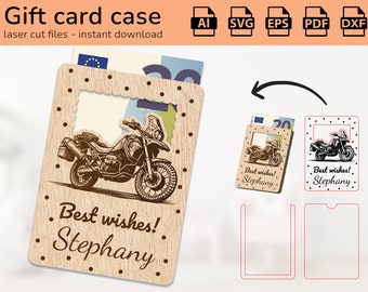 Custodia per moto da avventura, carta regalo, denaro / cartello con nome / design tagliato al laser / Ai, EPS, PDF, DXF, Svg