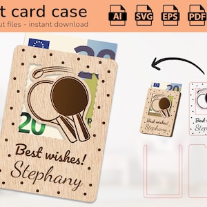 Etui de ping-pong personnalisé pour carte-cadeau | signe de nom | conception prête à l'emploi au laser | IA, EPS, PDF, DXF, Svg