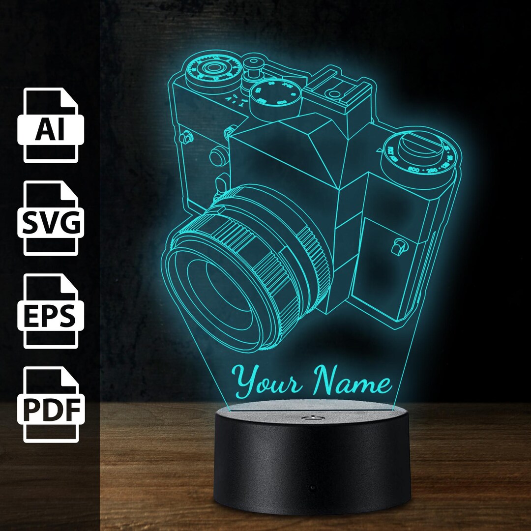 Camera Photography Personalized 3D Lamp Acrylic Led Light | Laser Cut ...