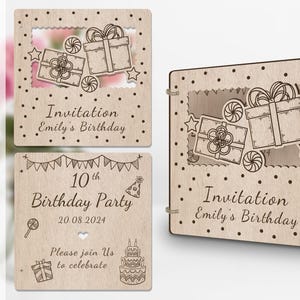 Geschenke Schleife Einladung Lasercut Datei für Geburtstag Verlobung Baby shower Brautparty Abschluss Jahrestag