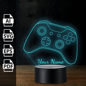 Gamingpad gamepad speelspel gepersonaliseerde 3D-lamp acryl led-licht | lasergesneden bestanden ai, eps, pdf, svg