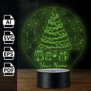 Weihnachtsbaum Geschenke Schneeflocken personalisierte 3D-Lampe Acryl-LED-Licht | Laserschnittdateien ai, eps, pdf, svg