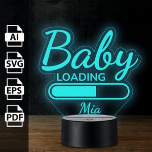 Baby Kleinkind personalisierte 3D Illusion Namen Lampe Acryl LED Licht | Laserschnittdateien ai, eps, pdf, svg