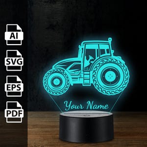 Trekkerboerderij gepersonaliseerde 3D-lamp acryl led-licht | lasergesneden bestanden ai, eps, pdf, svg