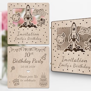 Rocket Galaxy Space Lasercut uitnodigingsbestand voor verjaardag verloving babyshower bruids douche afstuderen verjaardag