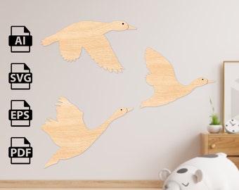 Geese birds kids room ornament on a wall SVG | PDF| EPS | Ai for laser cut engraver