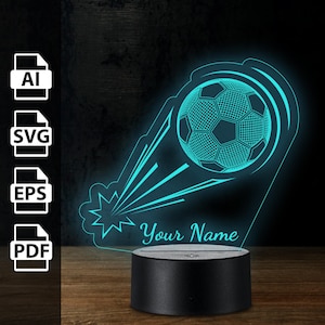 Fußball Ball Kick Fußball personalisierte 3D-Lampe Acryl-LED-Licht | Laserschnittdateien ai, eps, pdf, svg