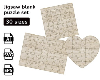 Jigsaw puzzle 30 sizes variables SVG Laser cut file design Puzzle vector template pattern mdf wood acrylic cardboard digital download