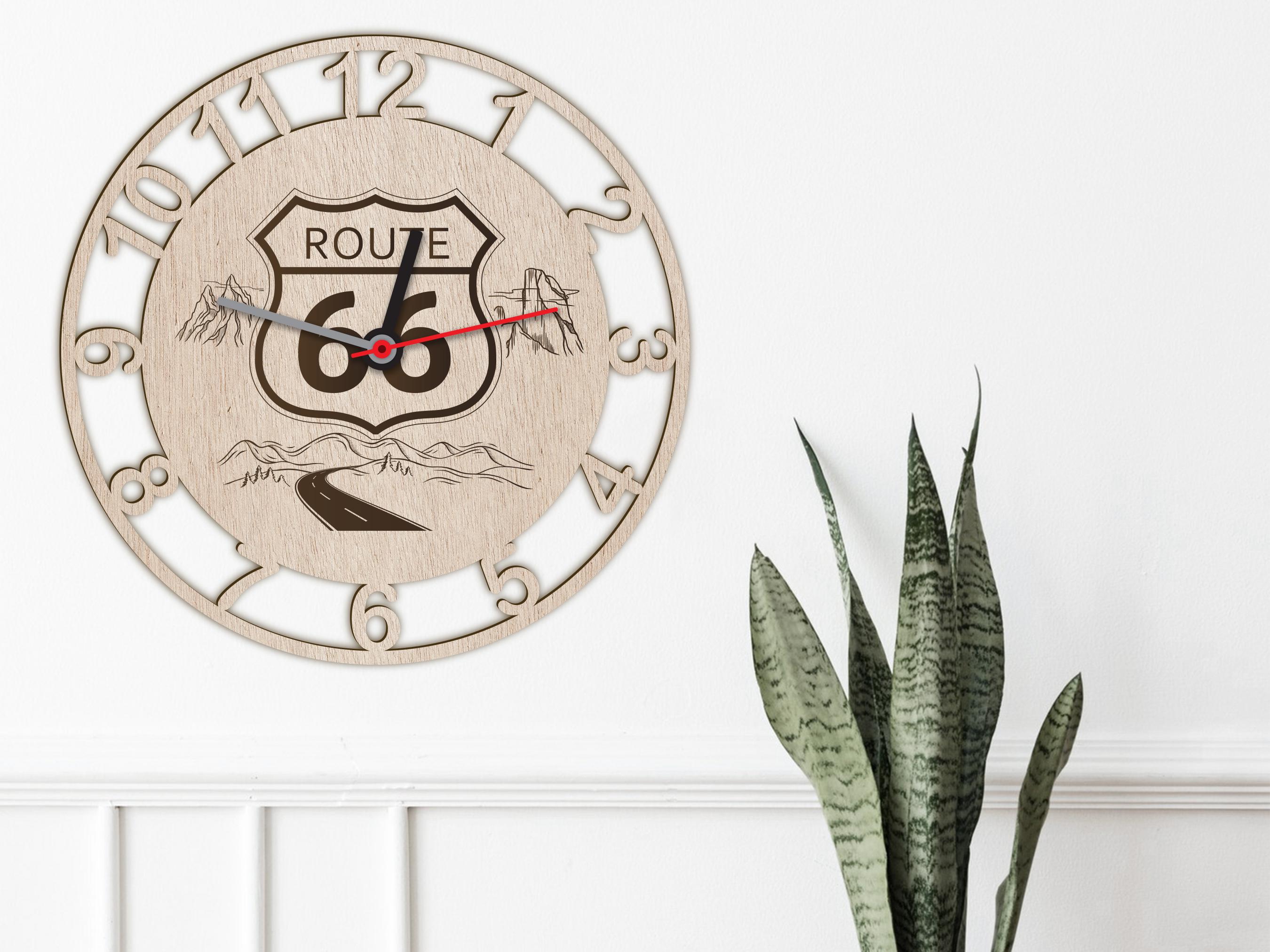 Route 66 Highway Car Clock Wall Sign | Interior Decor | Laser Cut ...