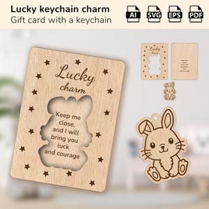 Hase Glücksbringer Anhänger | Geschenk für Geburtstag, Mama, Papa, Freund | Laser geschnitten Design Glowforge | Ai, EPS, PDF, SVG