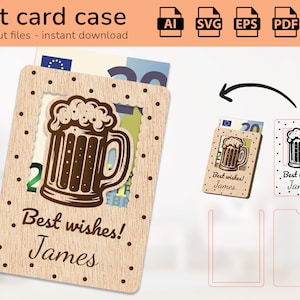 Argent de carte-cadeau de caisse de bière | signe de nom | conception découpée au laser | Ai, EPS, PDF, DXF, Svg
