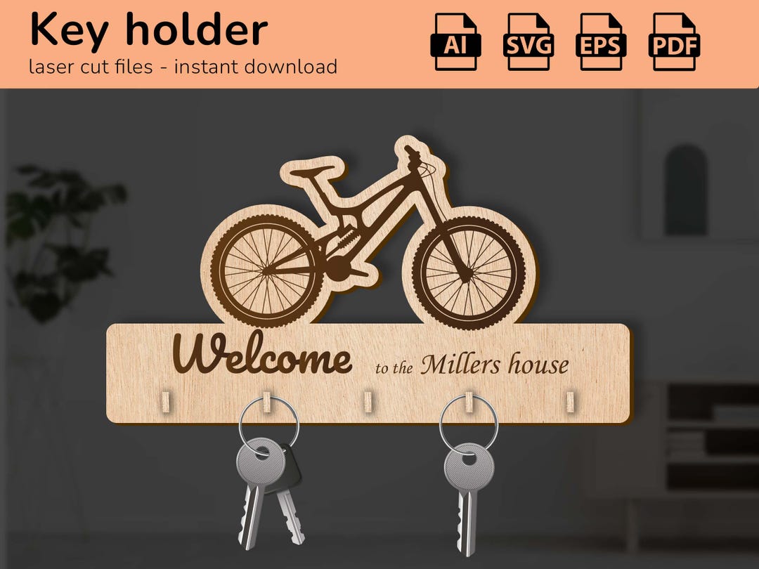 Bike Downhill Keychain Key Holder | Personalized Name Sign | Laser Cut ...
