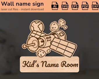 Rocket Galaxy Name Sign SVG for Glowforge: Kids Room Space Decor