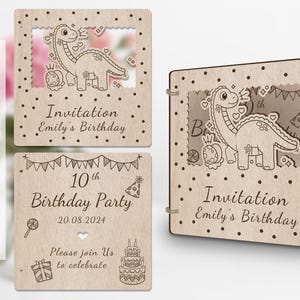 Uroczy dionsaur Zaproszenie laserowo wycinane na urodziny, zaręczyny, baby shower, wieczór panieński, rocznicę ukończenia szkoły