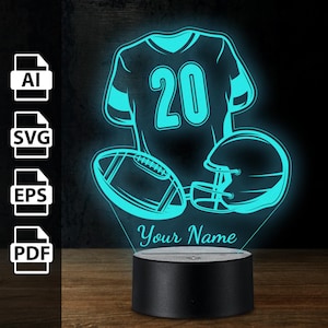 American Football Tshirt Trikot personalisierte 3D-Lampe Acryl-LED-Licht | Laserschnittdateien ai, eps, pdf, svg