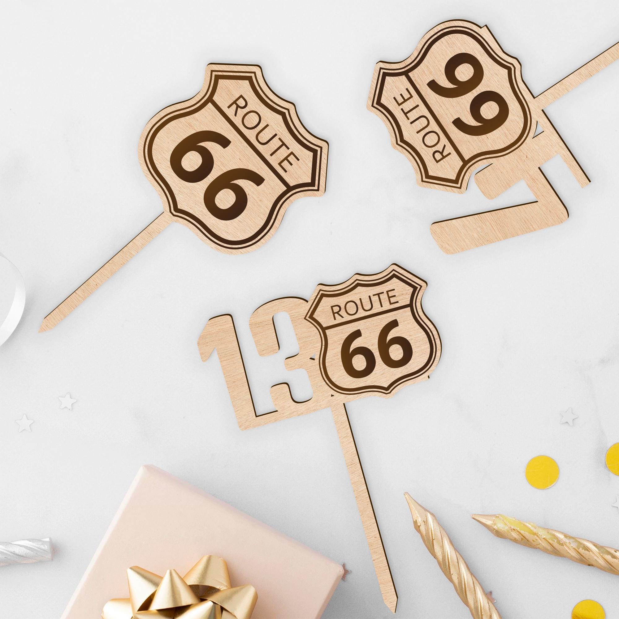 ROUTE 66 Cake Topper Birthday | Anniversary Decor | Laser Cut Design ...