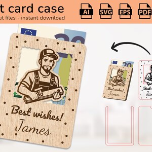Outils de construction bricoleur cas carte-cadeau argent | signe de nom | conception découpée au laser | Ai, EPS, PDF, DXF, Svg