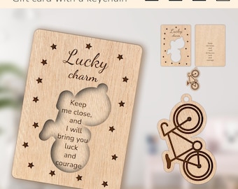 Bike bicycling lucky keychain charm | gift for birthday, mom, dad, friend | laser cut design glowforge | Ai, EPS, PDF, SVG