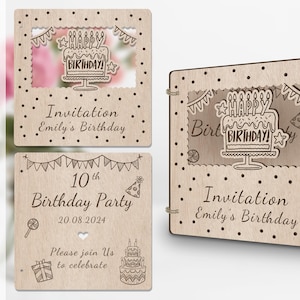 "Einladung ""Geburtstagstorte"" mit Lasercut-Datei."