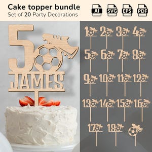Gâteau d'anniversaire de football football | décoration d'anniversaire | design découpé au laser | télécharger | IA, EPS, PDF, SVG