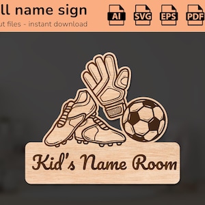 Voetbalnaambord | interieurdecoratie | lasergesneden ontwerp | voor kinderen | Ai, EPS, PDF, DXF
