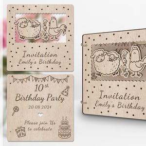 Fichier découpé au laser d'invitation d'animaux de la ferme pour l'anniversaire de fiançailles baby shower nuptiale douche anniversaire de remise des diplômes