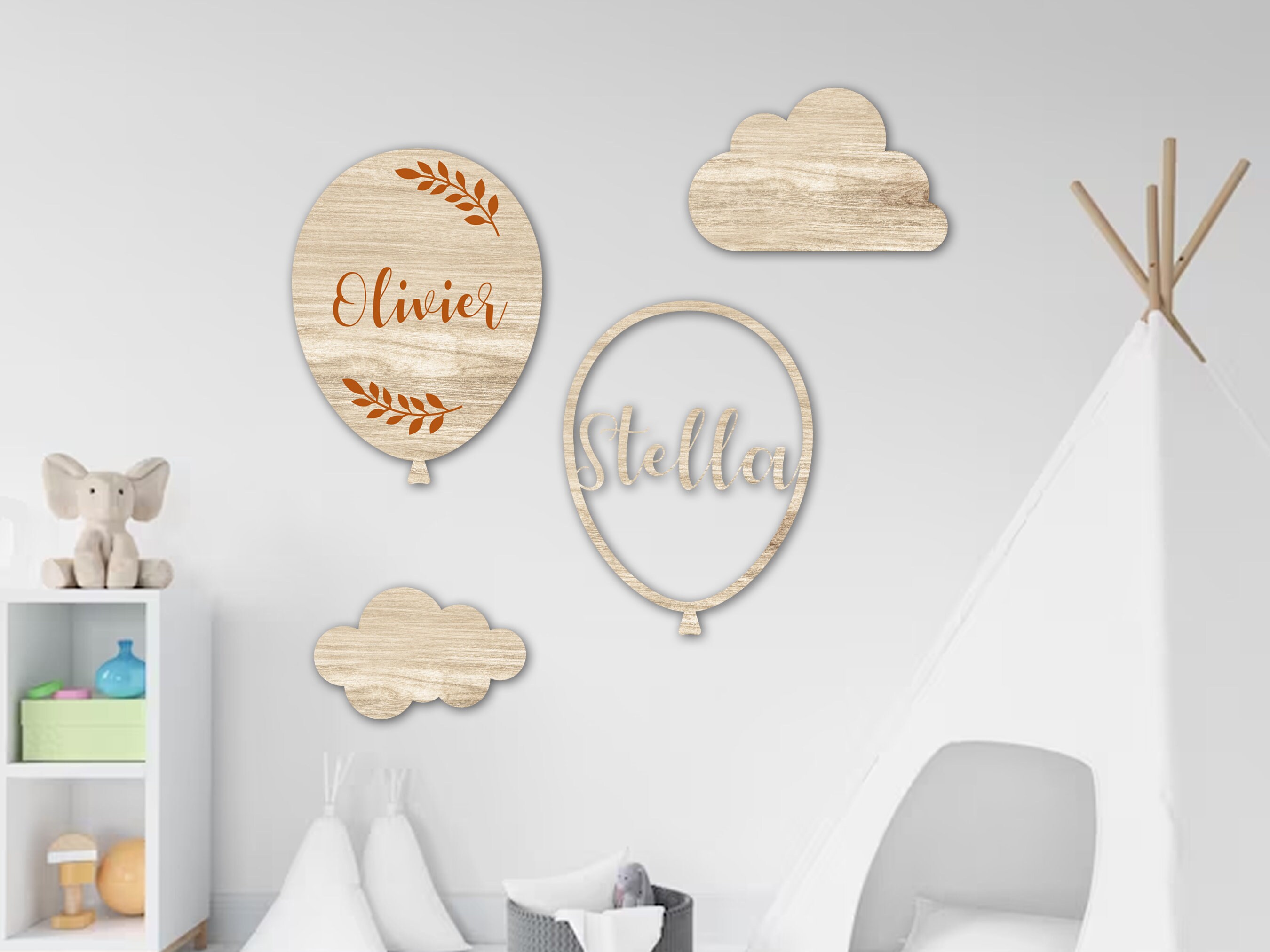 Hot Air Balloon and Clouds Personalized Name SVG Laser Cut File Baby ...