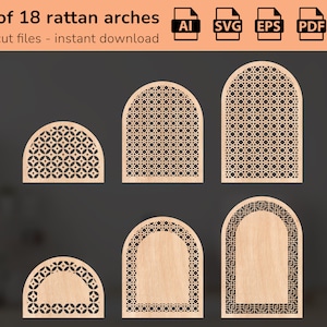 Rattanbogen SVG Laser Cut Dateien, Bogenrahmen, Unterlage, Boho Hochzeit, Babyname, Glowforge