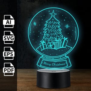 Schneeball Weihnachtsbaum Geschenke Schneeflocken personalisierte 3D-Lampe Acryl-LED-Licht | Laserschnittdateien ai, eps, pdf, svg