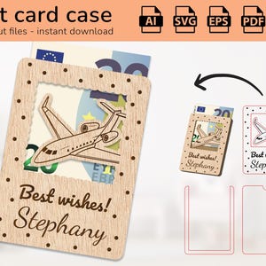 Porte-cartes cadeau personnalisé en argent | signe de nom | conception prête à l'emploi au laser | IA, EPS, PDF, DXF, Svg