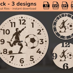 Fußball Uhr Wandschild | Innendekor | Lasercut Design | Herunterladen | Ai, EPS, PDF, DXF