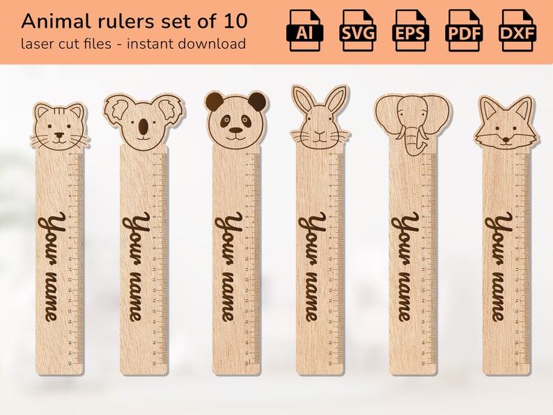 Animal Head Rulers for Kids School Teacher Svg Pdf Ai Eps File Engraved ...