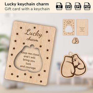 Llavero de la suerte de artes marciales de boxeo / regalo para cumpleaños, mamá, papá, amigo / diseño cortado con láser glowforge / Ai, EPS, PDF, SVG