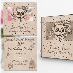 Panda uitnodiging lasercut bestand voor verjaardag verloving babyshower vrijgezellenfeest afstudeerverjaardag