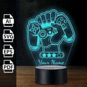 Gaming Gamepad personalisierte 3D-Lampe Acryl-LED-Licht | Laserschnittdateien ai, eps, pdf, svg