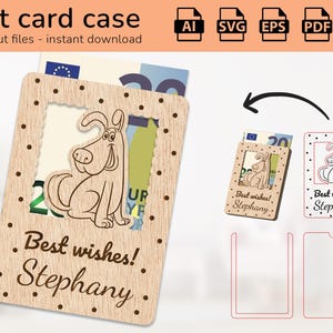 Gepersonaliseerde hondenkoffer cadeaukaarthouder geld | naambord | lasergesneden ontwerp | AI, eps, pdf, dxf, svg
