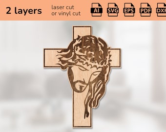 Jesus Cross SVG File Crucifix Faith Cross Laser Cut Design Digital Download  Cricut Silhouette Cameo Glowforge vinyl or wood