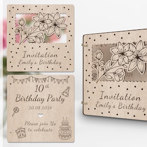 Blumen floral Einladung Lasercut Datei für Geburtstag Verlobung Baby shower Brautparty Abschluss Jahrestag