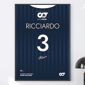 Daniel Ricciardo Poster, Alpha Tauri, Formula 1 Poster, F1 Print, F1 Poster, F1 Racing Poster, Gift For Him, Motorsports, Sports Poster