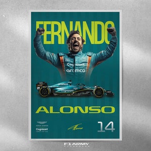 Fernando Alonso Poster 2024, Aston Martin, Formula 1 Poster, F1 Print, F1 Poster, F1 Racing Poster, Gift For Him, Motorsports, Sports Poster