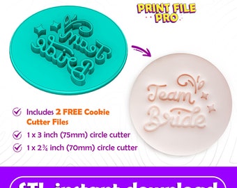 FILE STL digitale per un timbro per biscotti Team Bride - Download istantaneo su stampa 3D, file STL Cookie Cutter