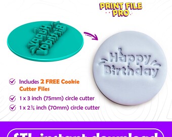 FILE STL digitale per un francobollo per biscotti Happy Birthday Party - Download istantaneo su stampa 3D, file STL Cookie Cutter